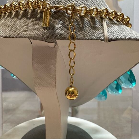 KATE SPADE - CASCADING AQUA TEARDROP STATEMENT NECKLACE - Picture 7 of 9